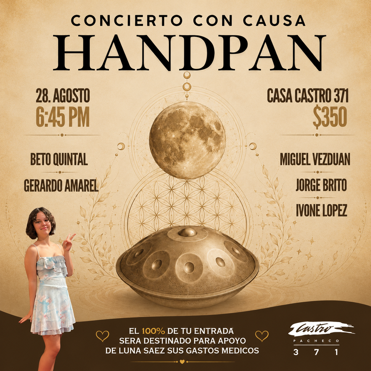 Entrada al Concierto de Handpan por Luna